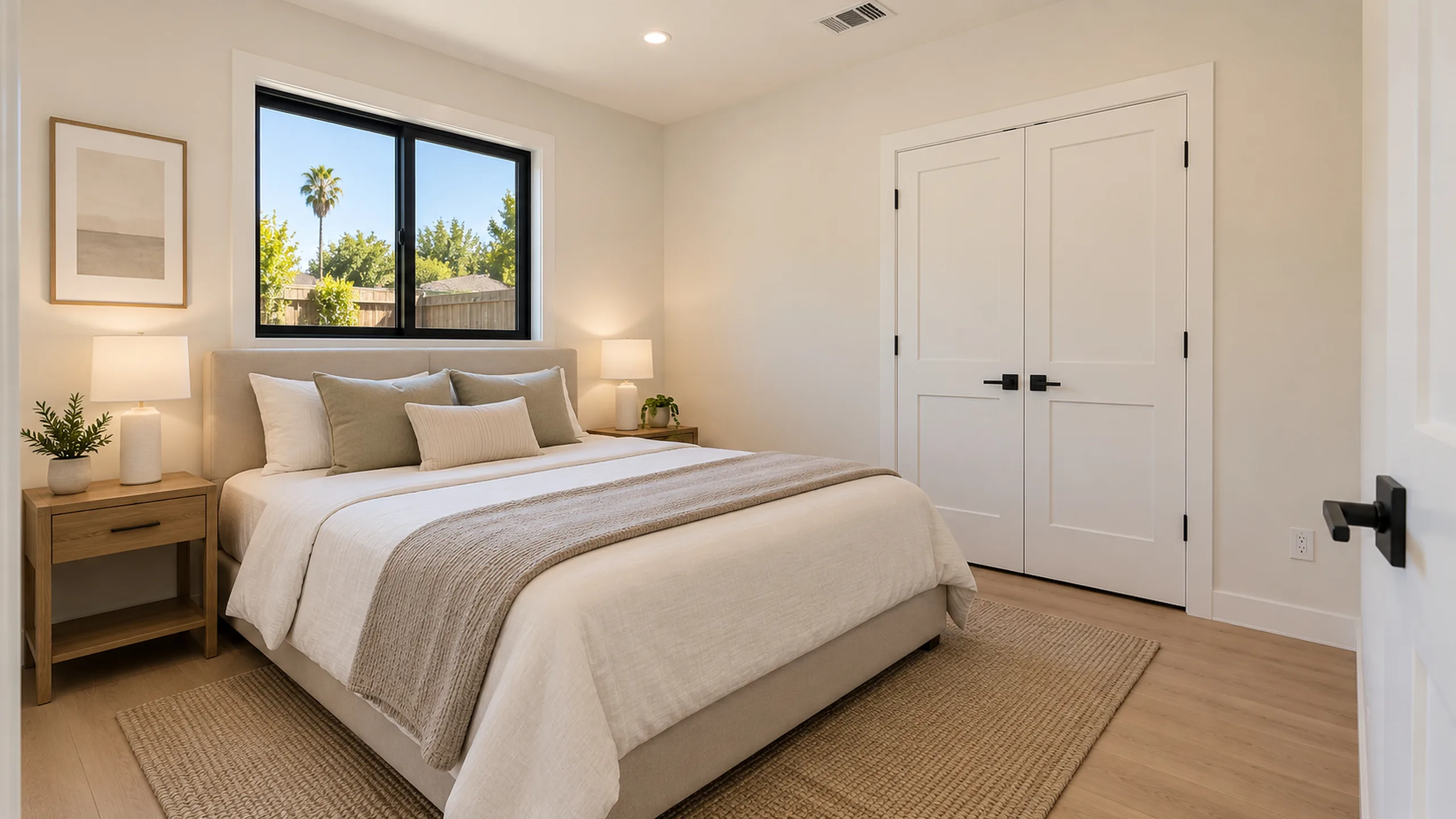 Bedroom and closet inside the Sherman Oaks ADU